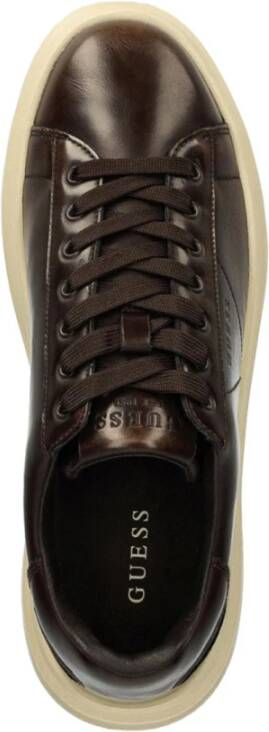 Guess Verweerde leren sneakers Brown Heren