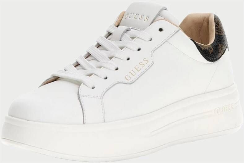 Guess Witte leren sneakers met ronde neus White Dames