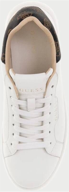 Guess Witte leren sneakers met ronde neus White Dames