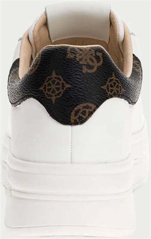 Guess Witte leren sneakers met ronde neus White Dames