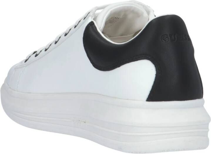 Guess Witte Zwarte Leren Sneaker Wit Heren