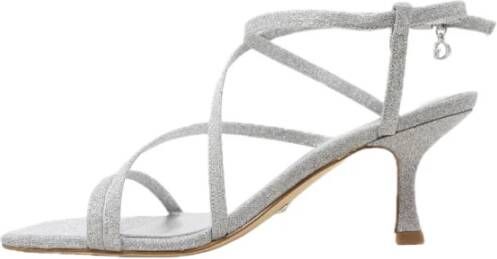 Guess Zilveren Glitter Vierkante Neus Sandalen Gray Dames