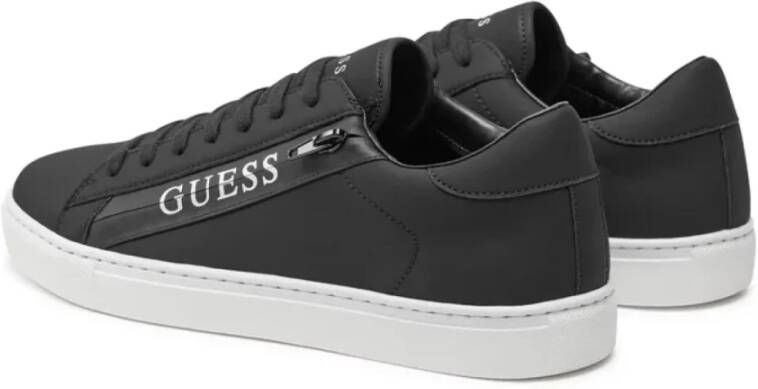 Guess Zip logo sneakers in PU-leer Black Heren