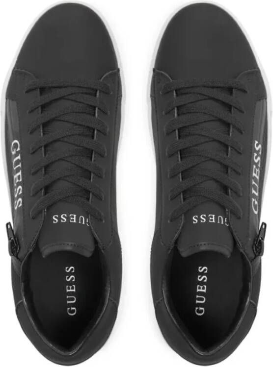 Guess Zip logo sneakers in PU-leer Black Heren