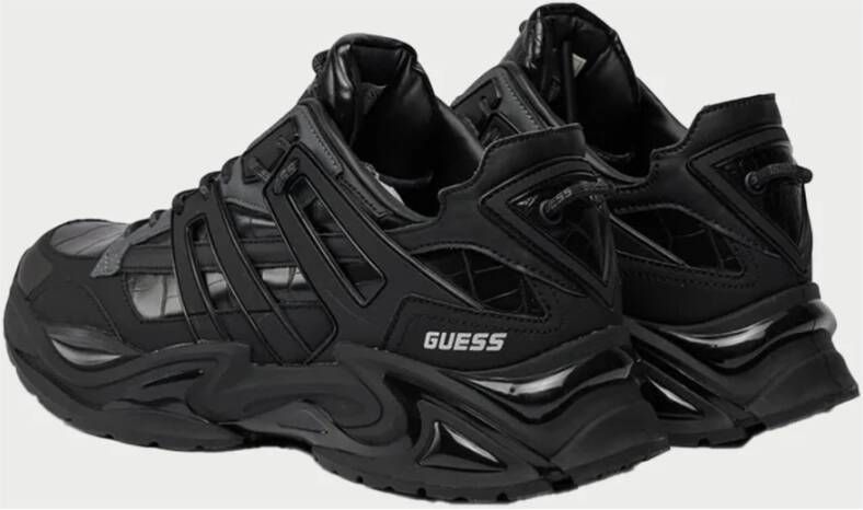 Guess Zwarte geweven sportieve sneakers Black Heren