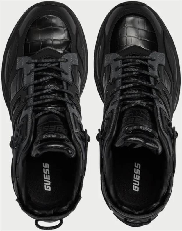 Guess Zwarte geweven sportieve sneakers Black Heren