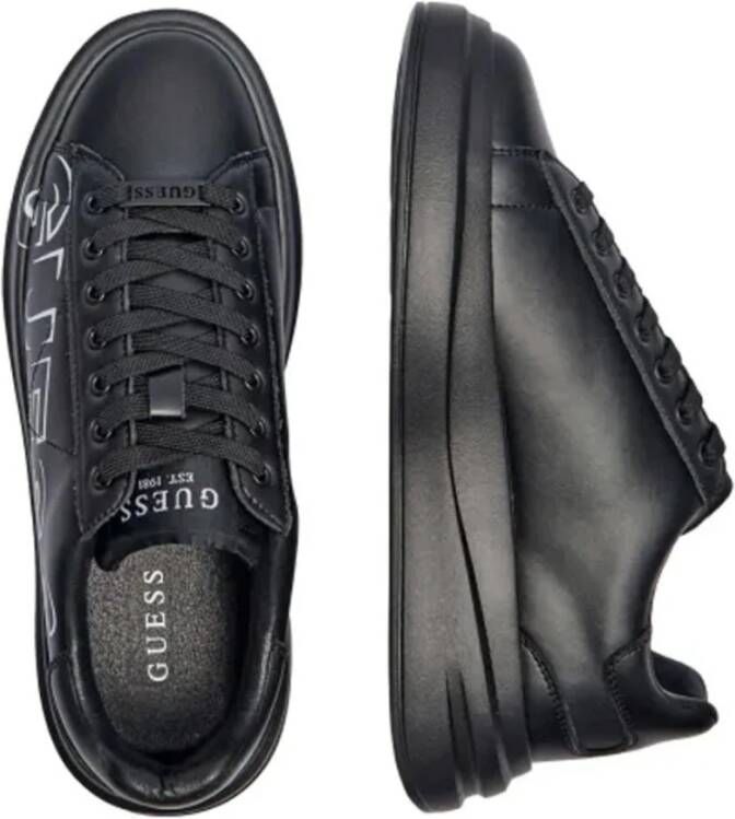 Guess Zwarte leren sneakers Elba model Black Heren