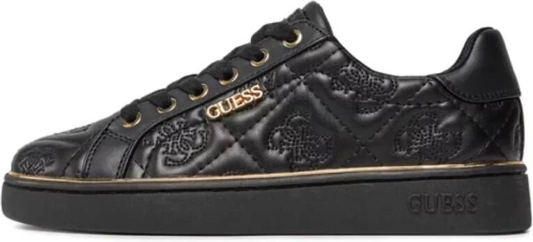 Guess Zwarte leren sneakers Metalen logo Black Dames