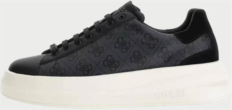 Guess Zwarte Sneakers 4G Logo Suède Inzetstukken Black Heren