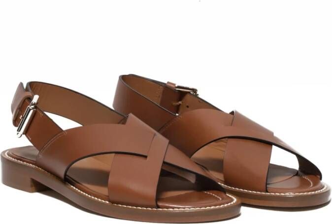 Guglielmo Rotta Elegant Crossed Leather Sandals Brown Dames