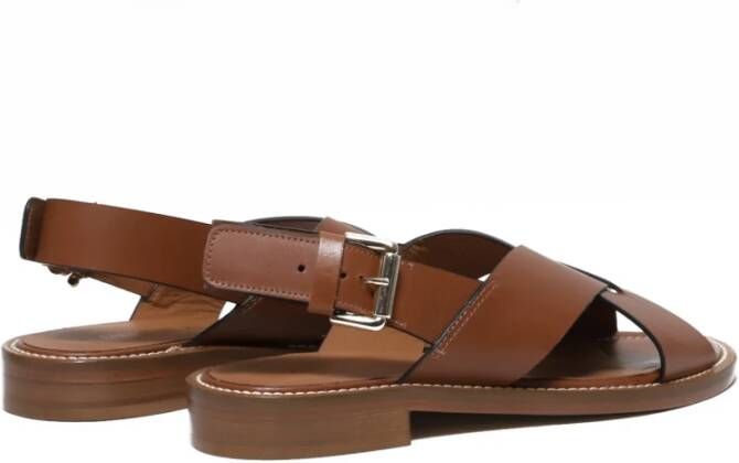 Guglielmo Rotta Elegant Crossed Leather Sandals Brown Dames