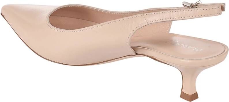 Guglielmo Rotta Nude Leren Hakken met Zilveren Gesp Beige Dames