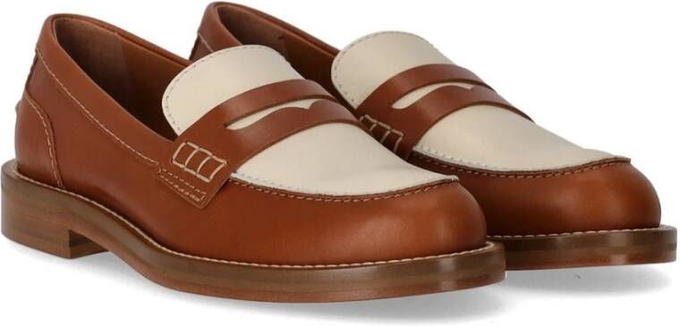 Guglielmo Rotta Tan lederen Pip Brown Loafer Brown Dames