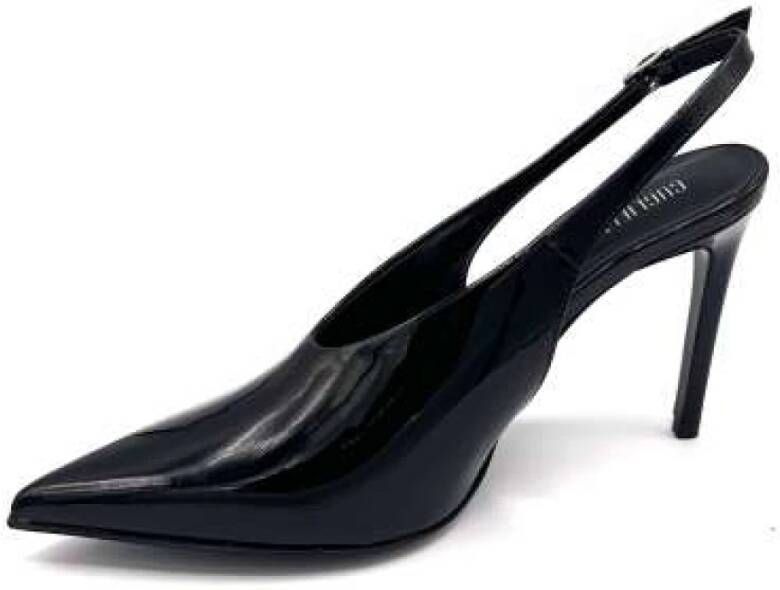 Guglielmo Rotta Zwarte Lakleren Slingback Hakken Black Dames