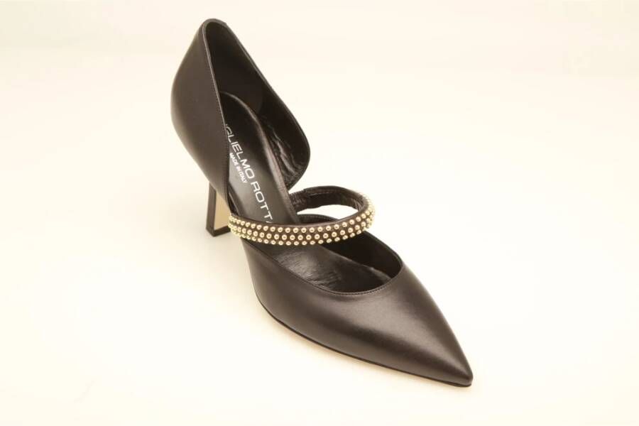 Guglielmo Rotta Zwarte leren pump met gouden studs Black Dames