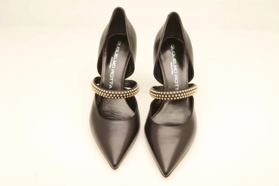 Guglielmo Rotta Zwarte leren pump met gouden studs Black Dames