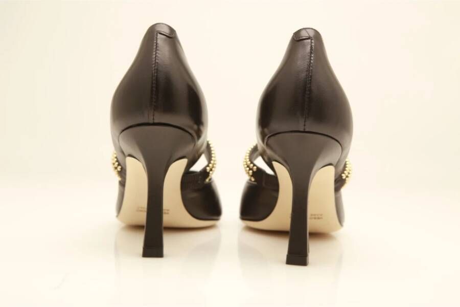 Guglielmo Rotta Zwarte leren pump met gouden studs Black Dames