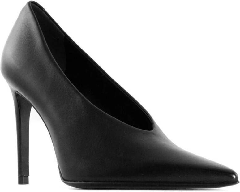 Guglielmo Rotta Zwarte Leren Pumps Puntig 10cm Hak Black Dames