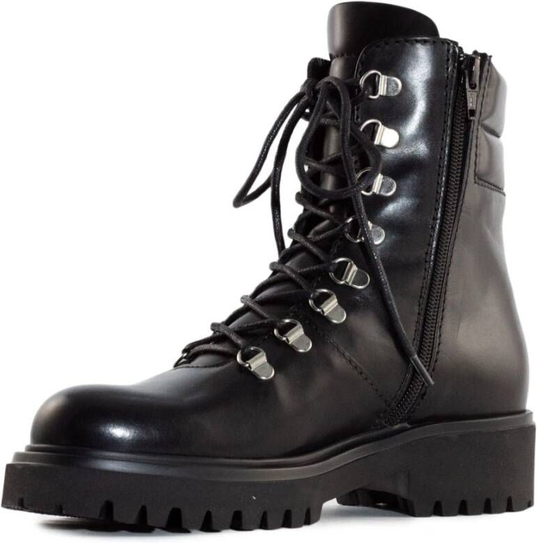 Guglielmo Rotta Zwarte Leren Veterschoenen Black Dames