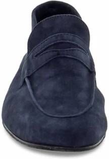 Guidi Blauwe Nubuck Dandy Loafer met Bar Blue Heren