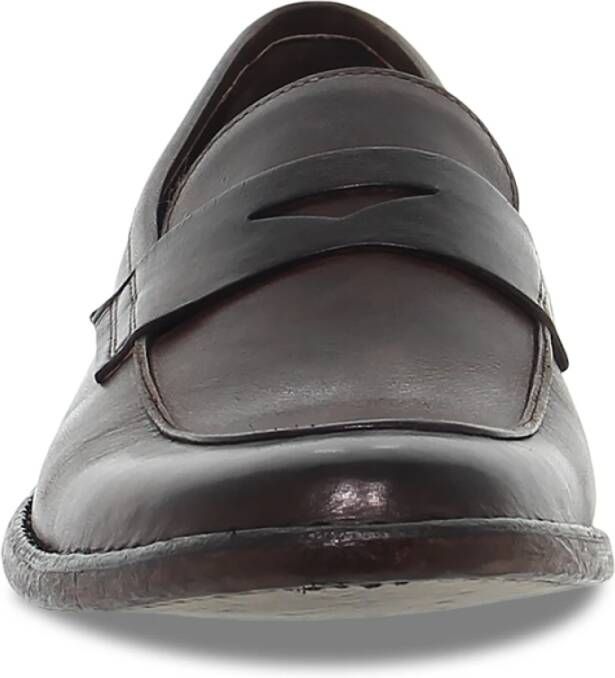 Guidi Bruine Leren Loafer Stile Inglese Brown Heren