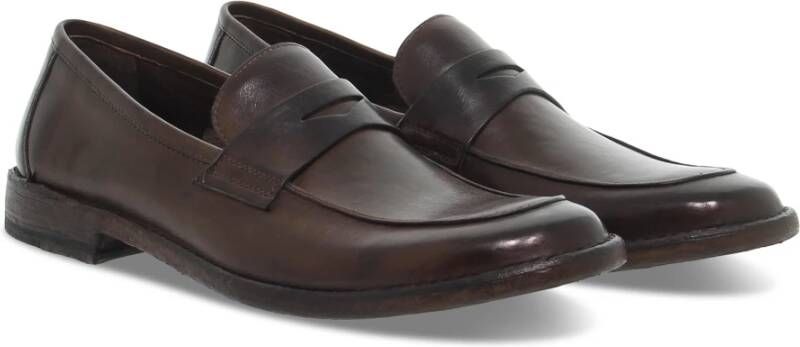 Guidi Bruine Leren Loafer Stile Inglese Brown Heren