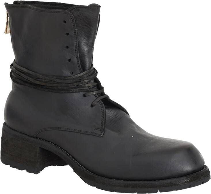 Guidi Geveterde leren laars Black Heren