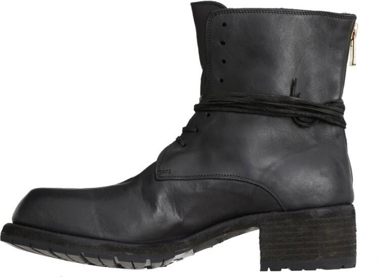 Guidi Geveterde leren laars Black Heren