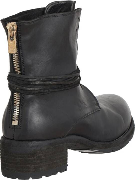 Guidi Geveterde leren laars Black Heren