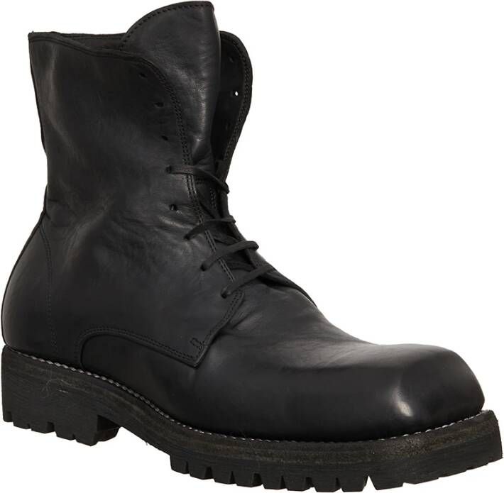 Guidi Geveterde leren laarzen Black Heren