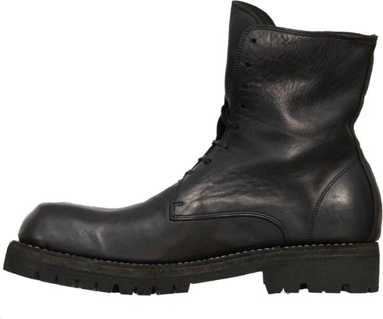 Guidi Geveterde leren laarzen Black Heren