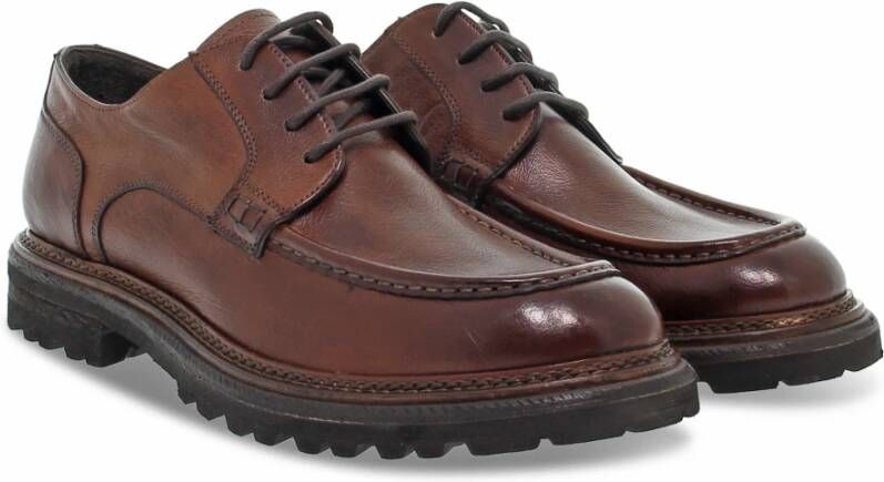 Guidi Leren Veterschoenen Stile Inglese Paraboot Brown Heren