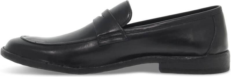 Guidi Zwarte Leren Loafer Stile Inglese Black Heren