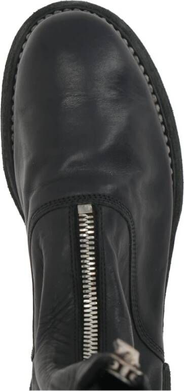 Guidi Zwarte Leren Rits Enkellaarzen Black Dames