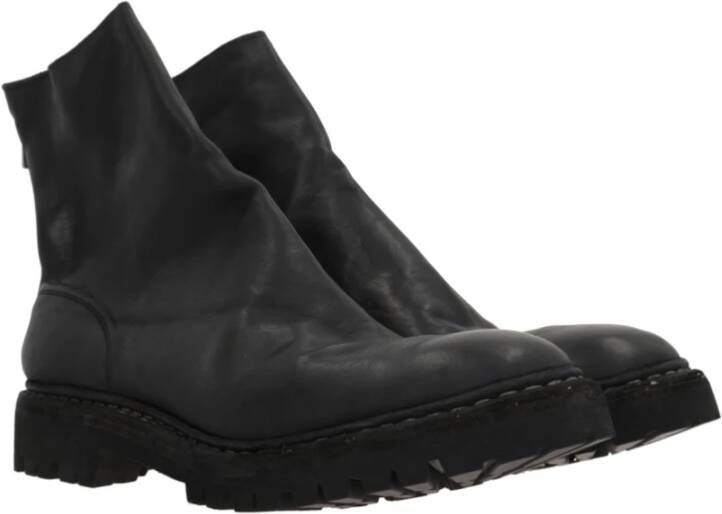 Guidi Zwarte Leren Rits Enkellaarzen Black Heren