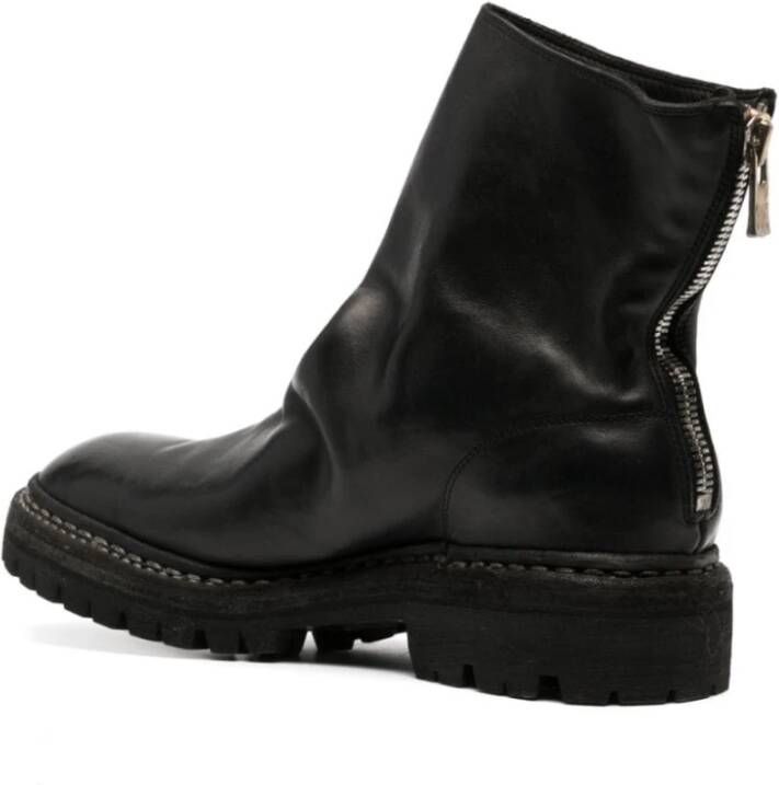 Guidi Zwarte Leren Rits Enkellaarzen Black Heren