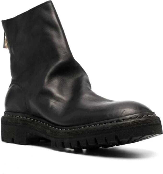 Guidi Zwarte Leren Rits Enkellaarzen Black Heren