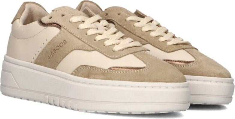 Haboob Beige Leren Lage Sneakers Beige Dames