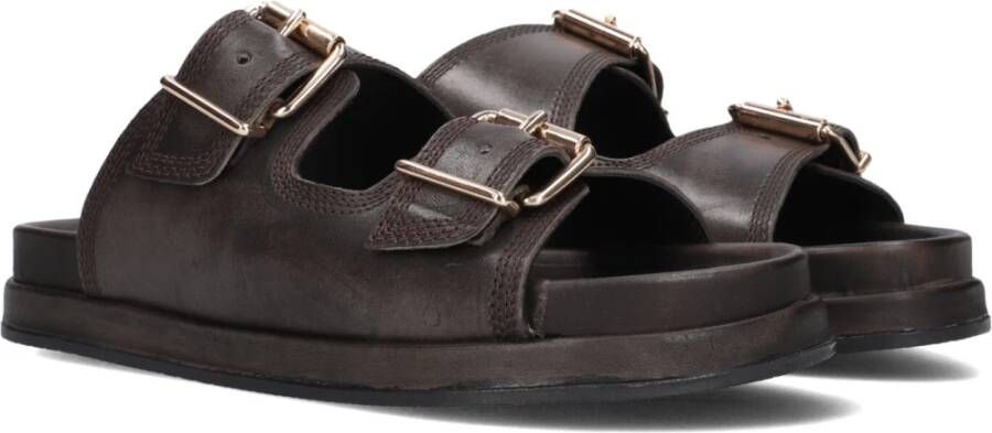 Haboob Bruin Leren Slippers Brown Dames