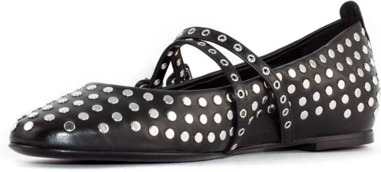 Halmanera Studded Zwarte Leren Ballerina Schoenen Black Dames