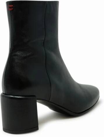 Halmanera Zwarte leren enkellaarzen Fw24 Black Dames