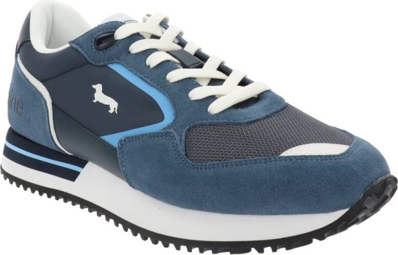 Harmont & Blaine Leren en stoffen herensneakers vetersluiting Blue Heren