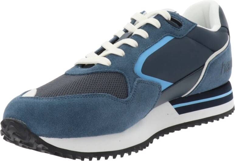 Harmont & Blaine Leren en stoffen herensneakers vetersluiting Blue Heren