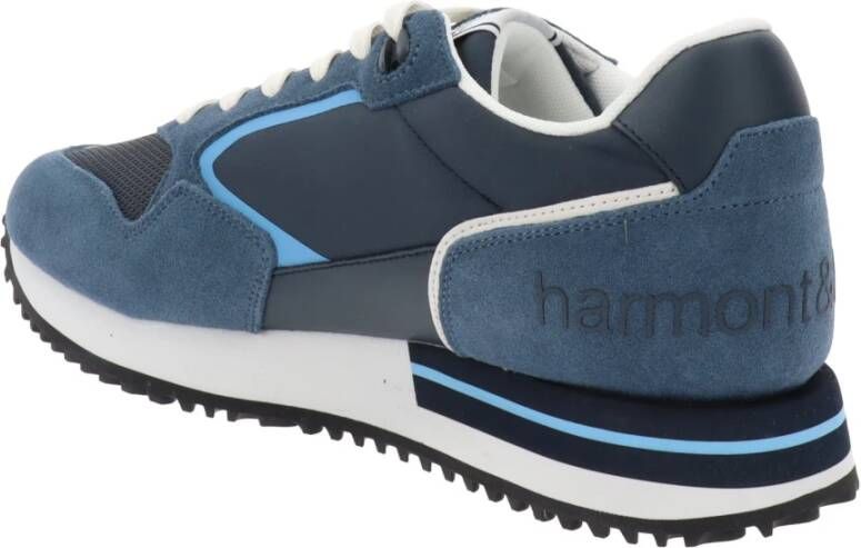 Harmont & Blaine Leren en stoffen herensneakers vetersluiting Blue Heren