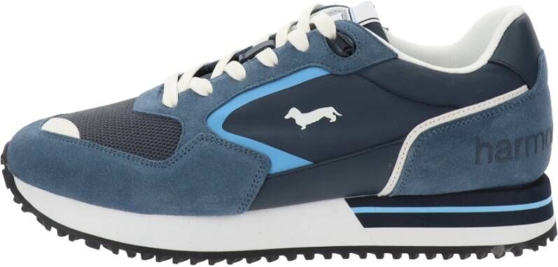 Harmont & Blaine Leren en stoffen herensneakers vetersluiting Blue Heren