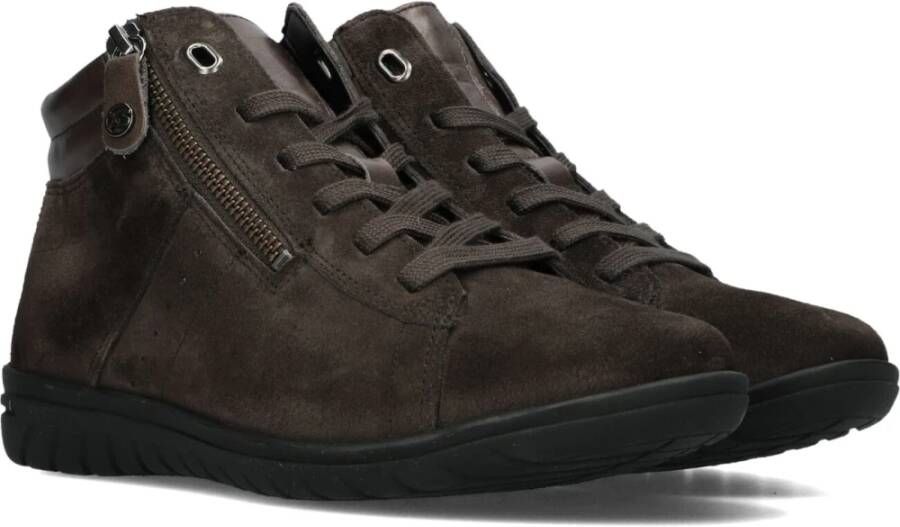 Hartjes Bruine Hoge Sneakers met Rits Brown Dames