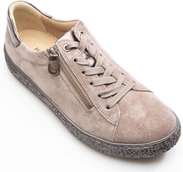 Hartjes Taupe Suède Sneakers met Versterkte Hiel Beige Dames