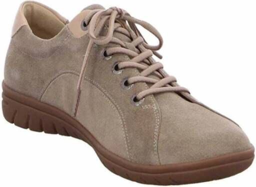 Hartjes Velours Veterschoenen Beige Dames