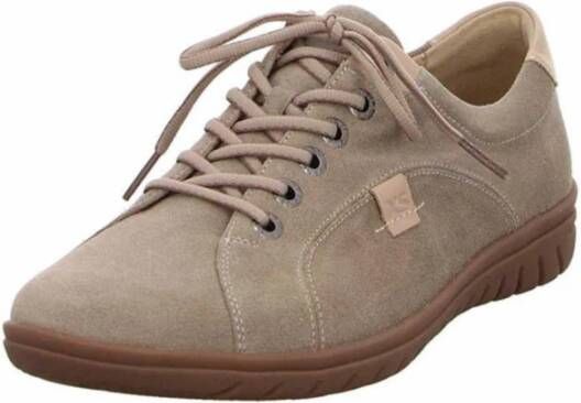 Hartjes Velours Veterschoenen Beige Dames