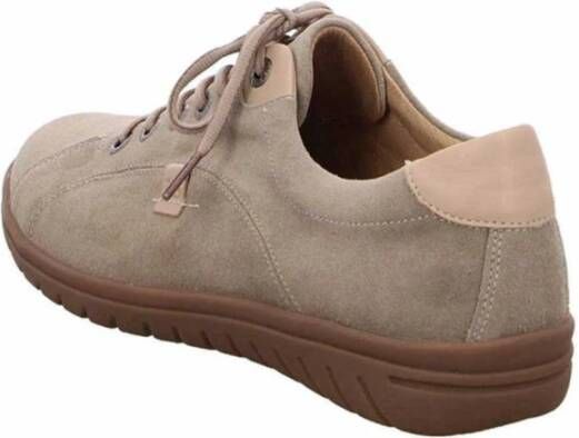 Hartjes Velours Veterschoenen Beige Dames